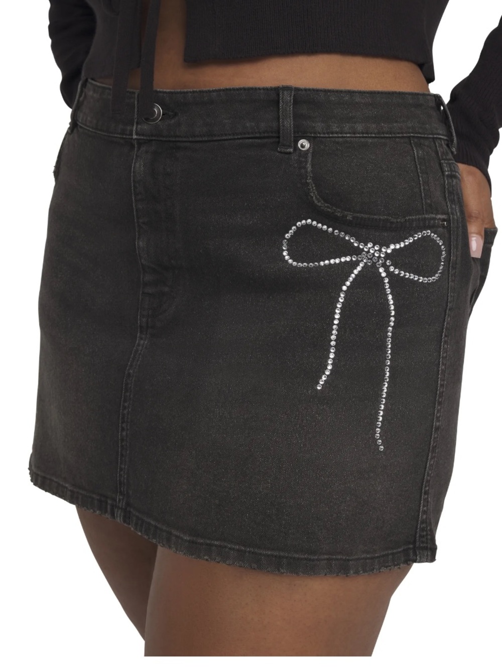 Mills by Millie Bobby Brown Women's Denim Mini Skirt with Rhinestones